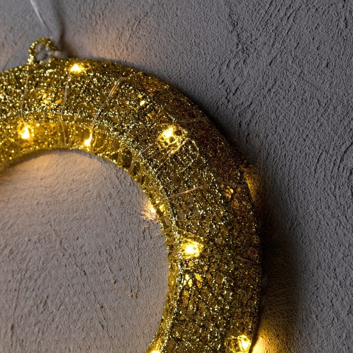 Светодиодная фигура &laquo;Венок&raquo; 30 см, металл, батарейки ААх3 (не в комплекте), свечение тёплое белое