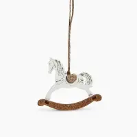 Ёлочное украшение "Лошадка-качалка" 9х2,5х8 см, Белый-дуб