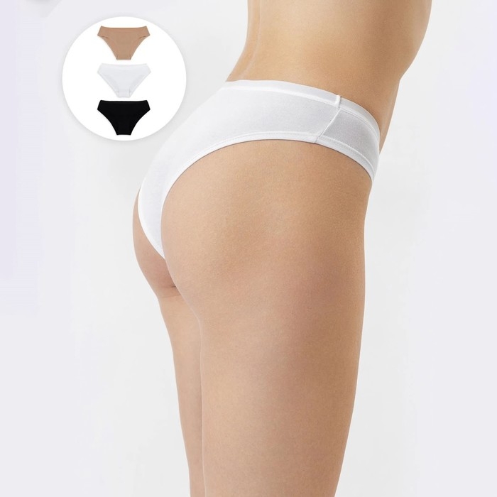 Набор женских трусов слипы (3шт), цвет белый/черный/бежевый, р-р 50 (XL) Набор женских трусов слипы (3шт), цвет белый/черный/бежевый, р-р 50 (XL)