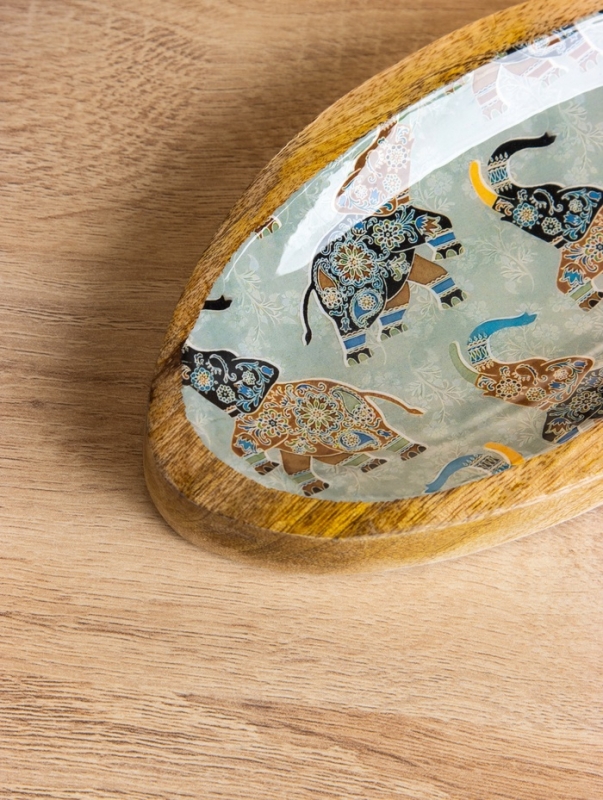 Блюдо в форме рыбки "Мудрый слон" дерево манго 25,5х10х2 см