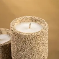 Свеча в бамбуке тройная, 15&times;15&times;30 см, 100 мл, песочная