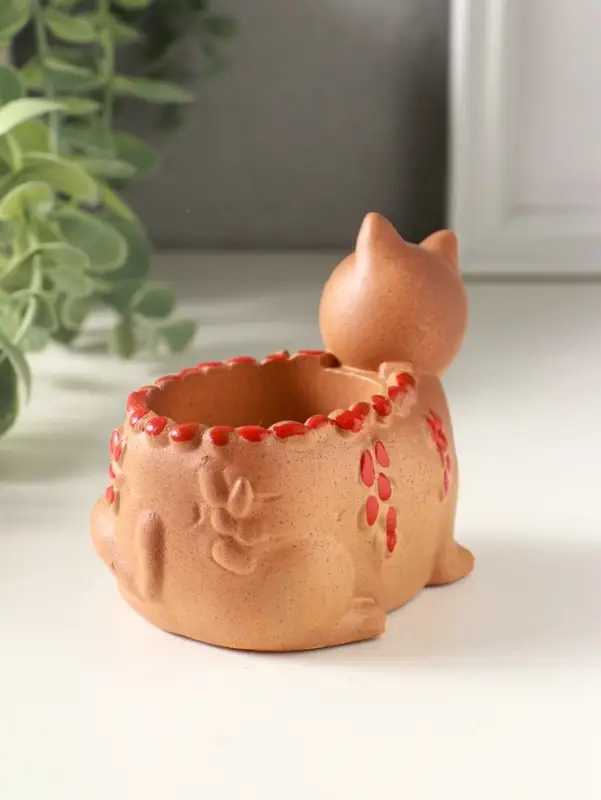 Подставка для мелочей &laquo;Кошка с котенком&raquo; 8&times;9&times;6 см, охра, гипс
