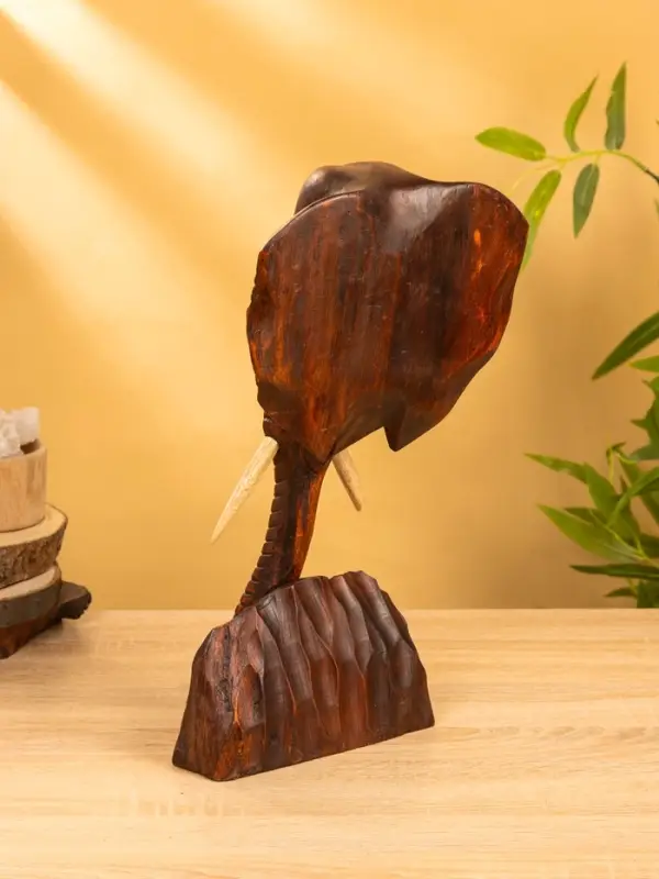 Сувенир "Голова слона" дерево Суар, 18х9х38 см, цв. тёмно-коричневый