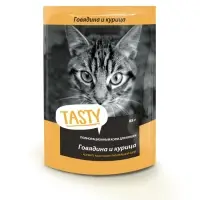 Tasty корм конс. д/кош. с говядиной и курицей в желе, пауч, 85 г