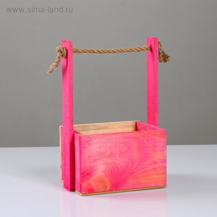 Кашпо деревянное, 15&times;12&times;8.5(25) см "Пауль и Любовь. Сердце акварельное", с принтом