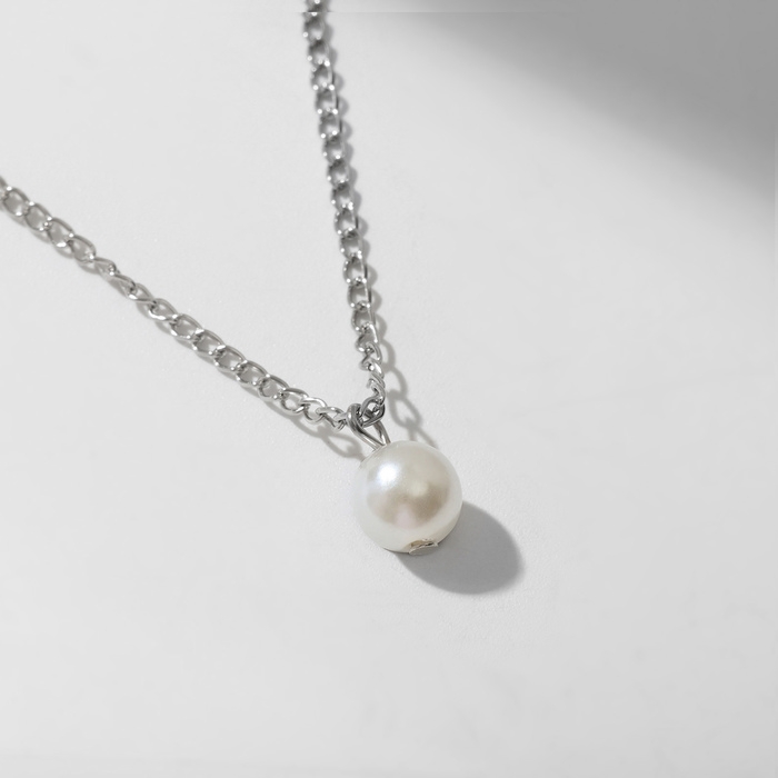 Кулон &laquo;Жемчужная бусинка&raquo; цвет белый в серебре, 42 см