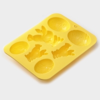 Форма для выпечки Доляна &laquo;Пасха&raquo;, силикон, 7 ячеек, 18,5&times;14,5&times;2,5 см, жёлтая