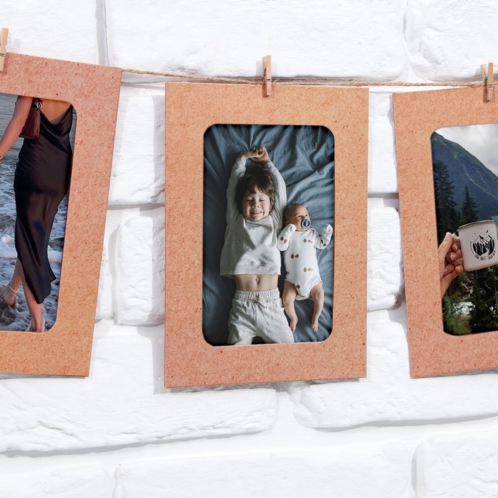 Гирлянда для фотографий с прищепками «Крафт», 6 шт. Гирлянда для фотографий с прищепками «Крафт», 6 шт.