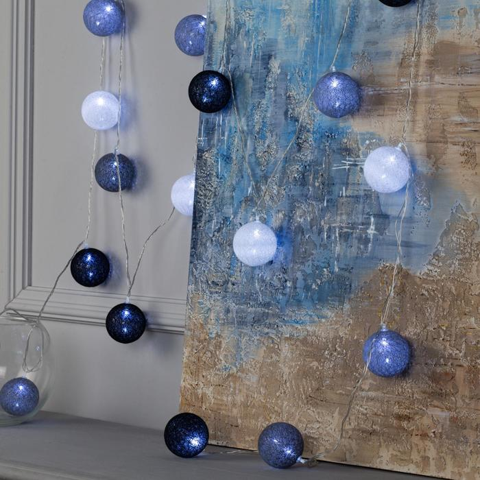 Гирлянда &laquo;Нить&raquo; 5 м с насадками &laquo;Клубки кофейные&raquo;, IP20, прозрачная нить, 20 LED, свечение белое, 220 В