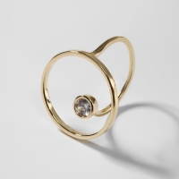 Кольцо &laquo;Тренд&raquo; круг, цвет белый в золоте, безразмерное