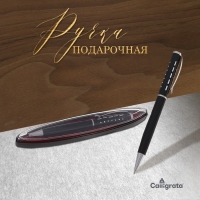 Ручка подарочная, шариковая "Пунктир" в пластиковом футляре, поворотная, чёрная с серебристыми вставками Ручка подарочная, шариковая "Пунктир" в пластиковом футляре, поворотная, чёрная с серебристыми вставками