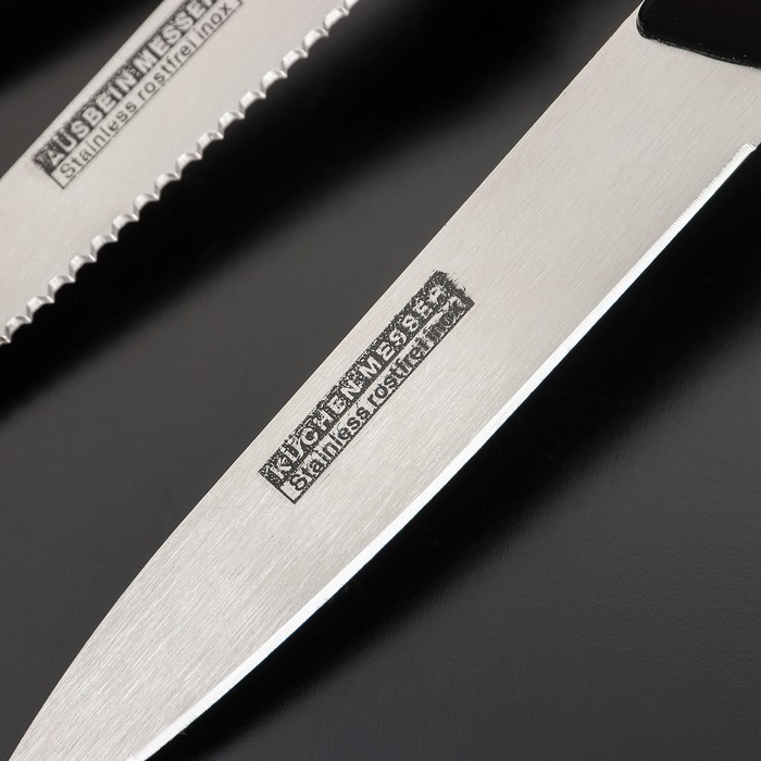 Набор кухонных ножей Доляна &laquo;Кулинарные изыски&raquo;, 3 шт, лезвие 8 см, 11 см, 11 см, цвет чёрный