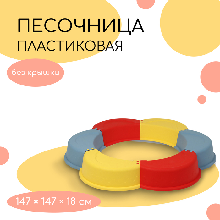 Песочница детская пластиковая, без крышки, 147 × 147 × 18 см, МИКС, «Ромашка» Песочница детская пластиковая, без крышки, 147 × 147 × 18 см, МИКС, «Ромашка»
