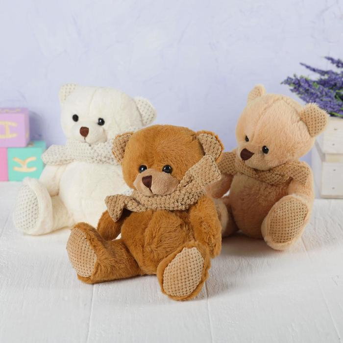 Мягкая игрушка &laquo;Медведь&raquo;, в вязаном шарфике, цвет МИКС