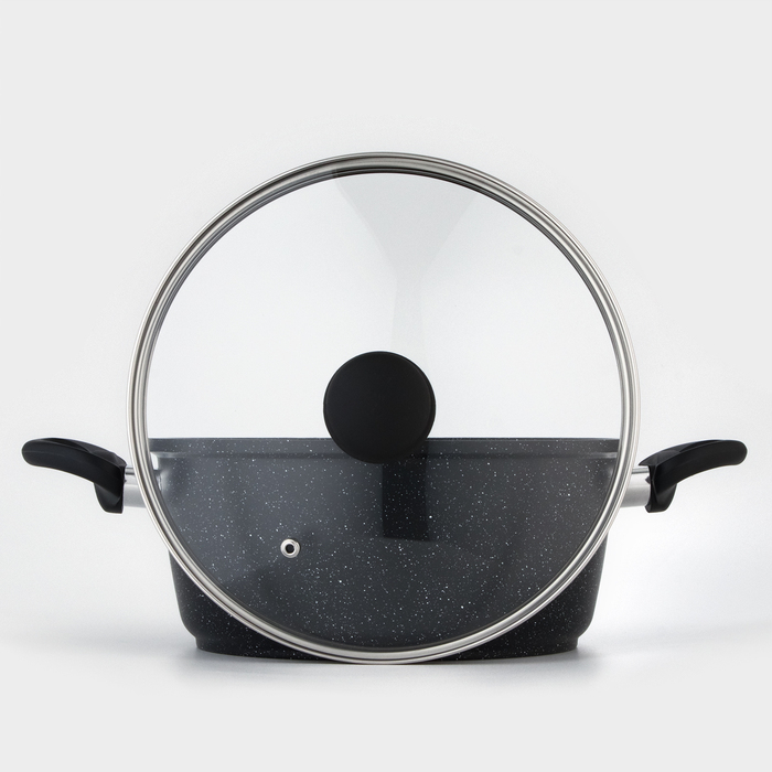 Кастрюля Доляна &laquo;Элит&raquo;, 4 л, d=26 см, h=11 см, антипригарное покрытие, стеклянная крышка