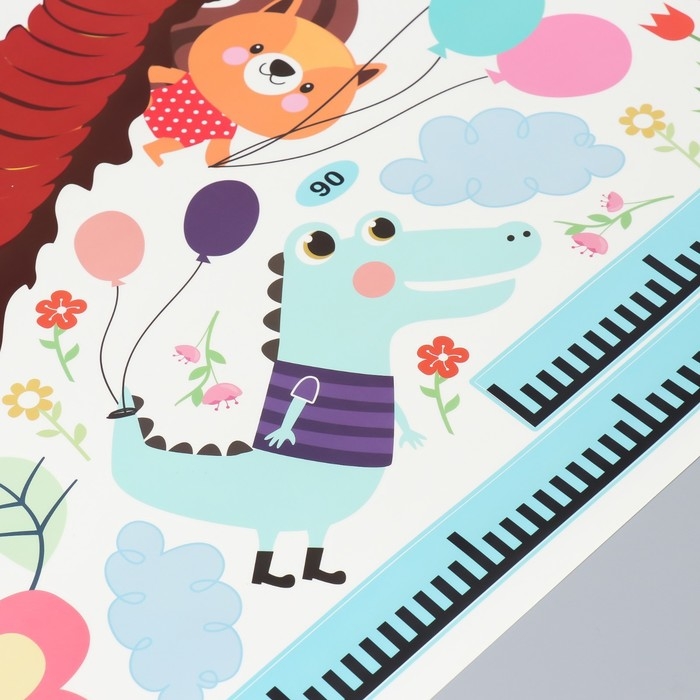 Наклейка пластик интерьерная цветная ростомер Наклейка пластик интерьерная цветная ростомер "Жираф и зверята" 60х90 см