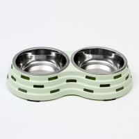 Миска металлическая двойная на пластиковом основании 2 х 160 мл, 25 х 14 х 5 см, зелёная Миска металлическая двойная на пластиковом основании 2 х 160 мл, 25 х 14 х 5 см, зелёная