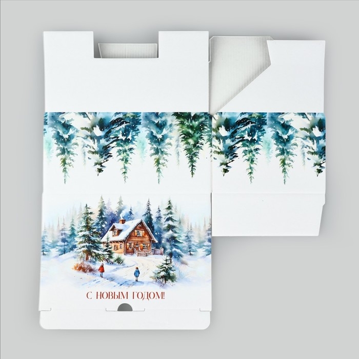 Коробка подарочная новогодняя складная &laquo;Новогодняя акварель&raquo;, 22 х 15 х 10 см, Новый год