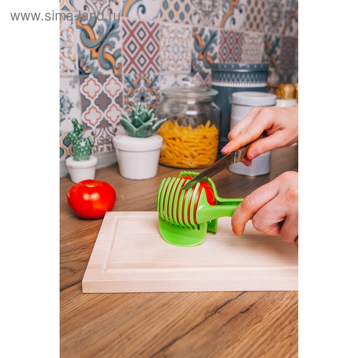 Щипцы для нарезки томатов Доляна, 18&times;8 см, цвет зелёный