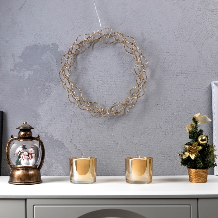 Светодиодная фигура &laquo;Плетёный венок&raquo; 30 см, металл, батарейки ААх3 (не в комплекте), свечение тёплое белое