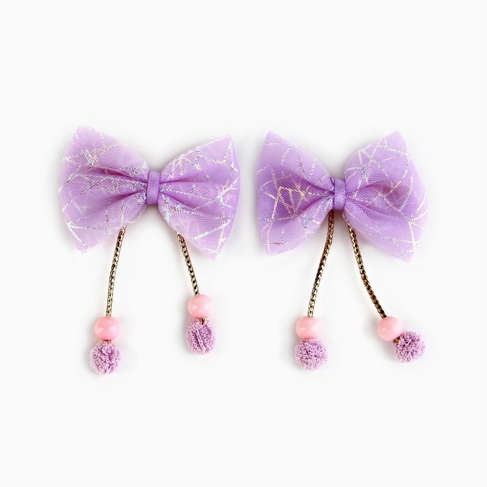 Заколки бантики новогодние &laquo;Сказочного Нового года&raquo;, на Новый год, набор 2 шт, 6 х 4,5 см