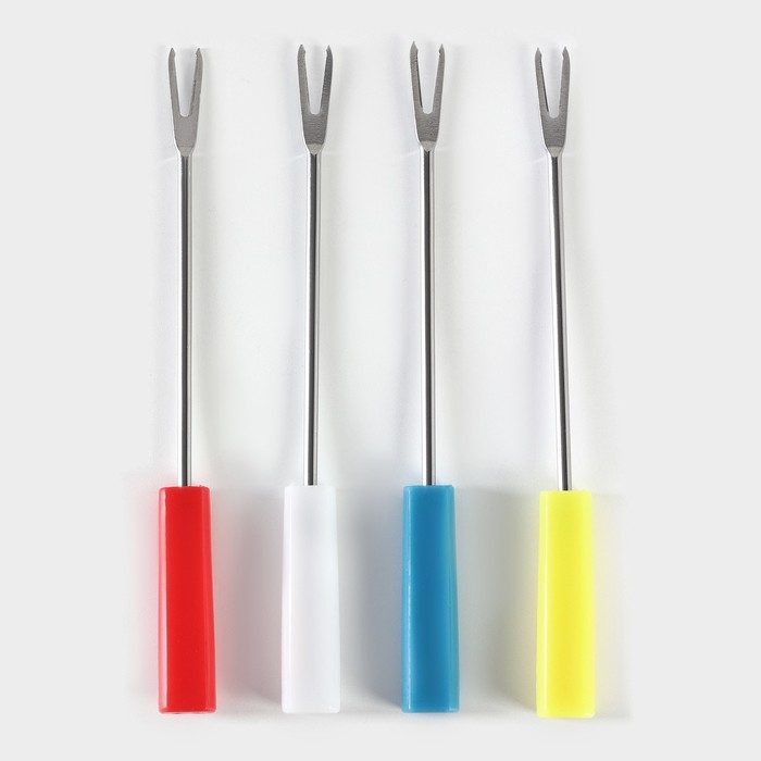 Набор керамический для фондю Доляна &laquo;Глянец&raquo;, 6 предметов: чаша 400 мл, подставка, 4 шпажки, цвет белый