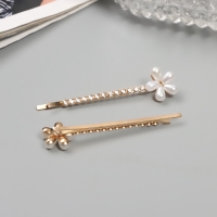 Невидимка для волос &laquo;Глория&raquo; (набор 2 шт) цветок, 6 см, золото