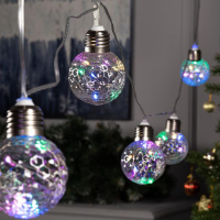 Гирлянда &laquo;Нить&raquo; 3 м с насадками &laquo;Лампочки шары&raquo;, IP20, прозрачная нить, 80 LED, свечение мульти, 8 режимов, 220 В