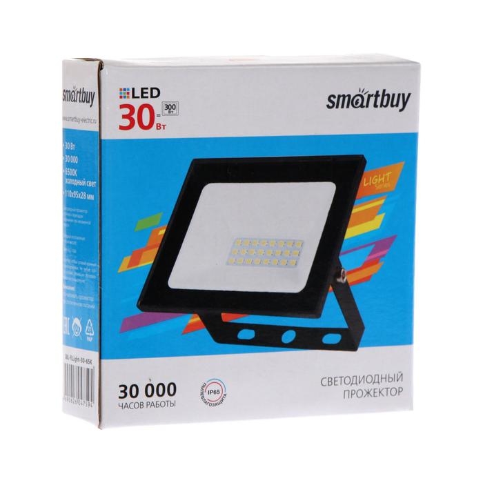 Прожектор светодиодный Smartbuy FL SMD LIGHT, 30 Вт, 6500 К, 2400 Лм, IP65, 118х35х90 мм Прожектор светодиодный Smartbuy FL SMD LIGHT, 30 Вт, 6500 К, 2400 Лм, IP65, 118х35х90 мм