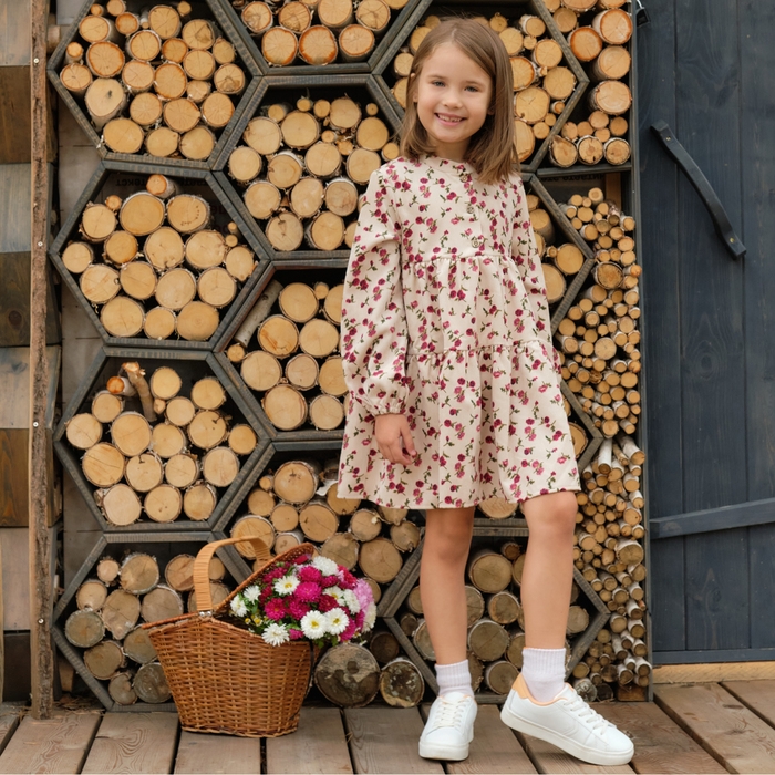 Платье детское KAFTAN Платье детское KAFTAN "Цветы", р. 34 (122-128), бежевый