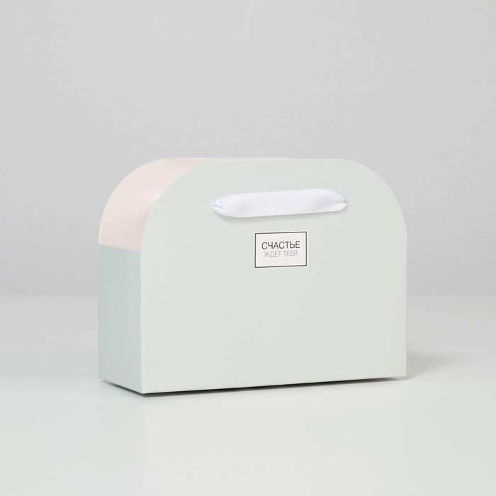 Коробка для цветов складная, мятная &laquo;Счастье ждёт тебя&raquo;, 17 &times; 13 &times; 7 см