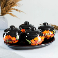 Набор горшков "Подарочный" 4х0,5л / 34,5х24,5см, мак на черном