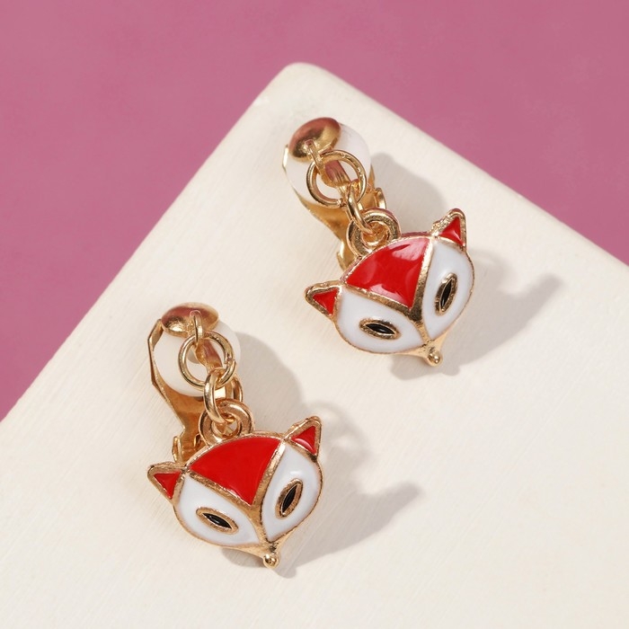 Клипсы детские &laquo;Выбражулька&raquo; лисичка, цвет бело-оранжевый в золоте