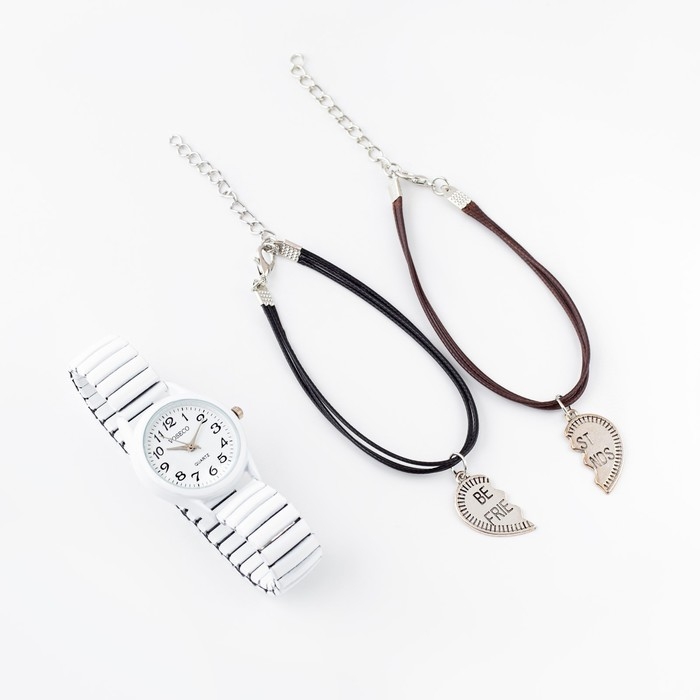 Подарочный набор унисекс Voseco 2 в 1: наручные часы и браслет, d-4 см