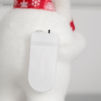 Светодиодная фигура &laquo;Медведь с посохом&raquo; 9 &times; 15 &times; 6 см, флок, батарейки CR2032х2 (в комплекте), свечение тёплое белое