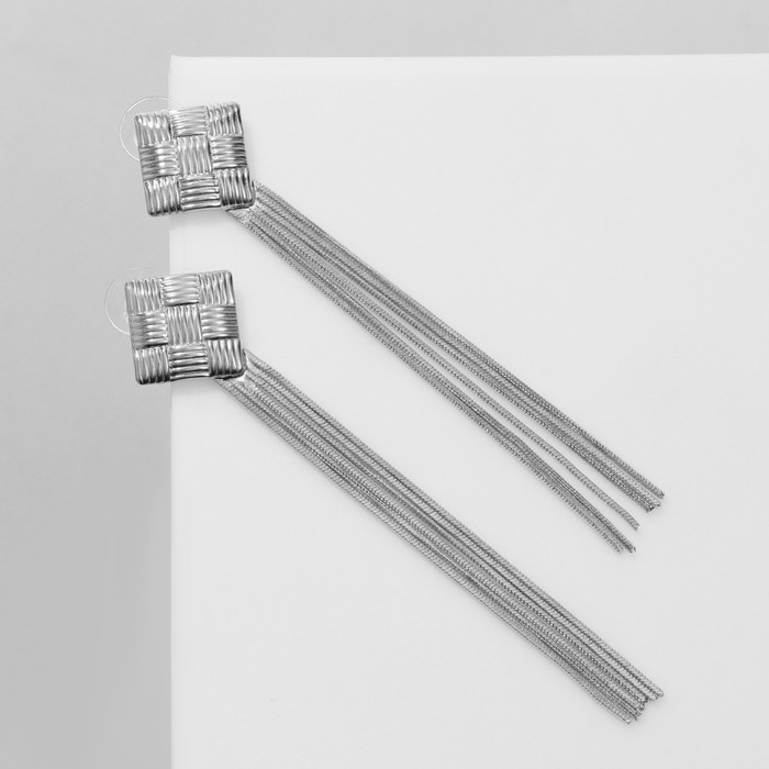 Серьги висячие &laquo;Одиссея&raquo; плетение, цвет серебро