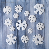 Наклейка на стекло "Белые снежинки" (набор 14 шт) 18,5х18,5 см Наклейка на стекло "Белые снежинки" (набор 14 шт) 18,5х18,5 см