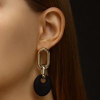 Серьги металл «Цепь» диск, 3 звена, цвет золотисто-чёрный Серьги металл «Цепь» диск, 3 звена, цвет золотисто-чёрный