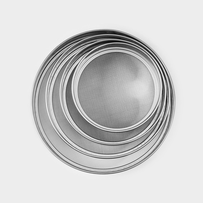 Набор сит Доляна &laquo;Металлик&raquo;, 4 шт, d=15/18/20,5/24 см, цвет серебристый