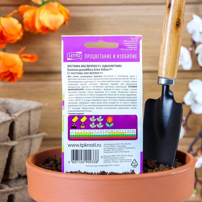 Семена цветов Эустома Эхо Йеллоу желтая, драже, 5 шт Семена цветов Эустома Эхо Йеллоу желтая, драже, 5 шт