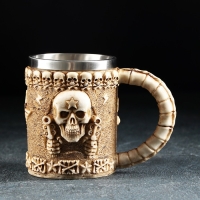 Кружка из нержавеющей стали &laquo;Череп. Хэллоуин&raquo;, 400 мл, цвет бежевый