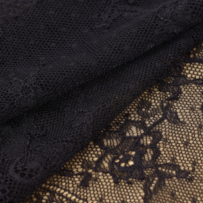 Кружевная эластичная ткань, 240 мм × 2,7 ± 0,5 м, цвет чёрный Кружевная эластичная ткань, 240 мм × 2,7 ± 0,5 м, цвет чёрный