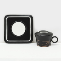 Набор керамический кофейный &laquo;Мейси&raquo;, 12 предметов: 6 чашек 100 мл, 6 блюдец d=11 см, цвет чёрный