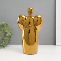 Подсвечник керамика на 1 свечу "Ангел" d=3,5 см золото 14х9,5х25 см