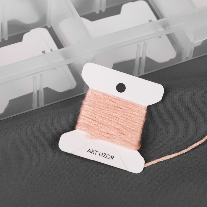 Органайзер для ниток мулине с бобинами, 12 съёмных ячеек, 19,6 &times; 13,2 &times; 3,6 см, цвет прозрачный