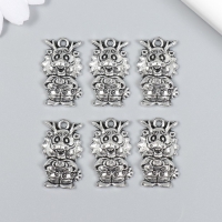 Декор для творчества металл "Дракон" набор 6 шт серебро 1,6х2,7 см