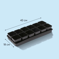 Набор для рассады: стаканы по 300 мл (12 шт.), поддон 43 &times; 18 см, МИКС, Greengo