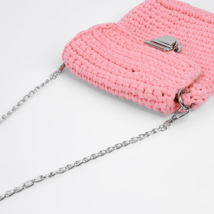 Цепочка с жемчугом для сумки, с карабинами, 7 &times; 13 мм, d = 4 мм, 60 см, цвет серебряный