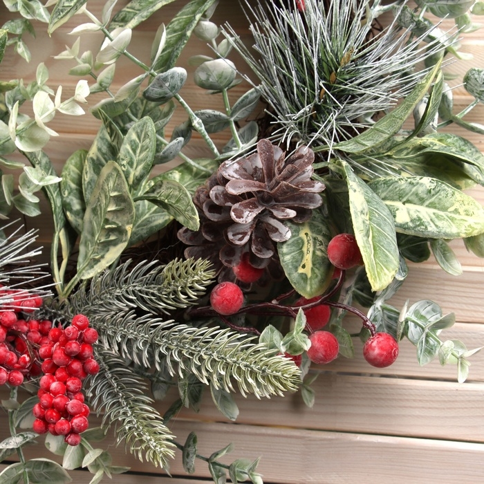 Венок новогодний d-40 см "Калина красная"