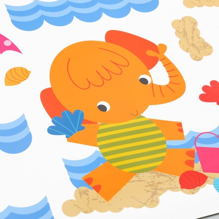 Наклейка пластик интерьерная цветная ростомер Наклейка пластик интерьерная цветная ростомер "Слонята" 60x90